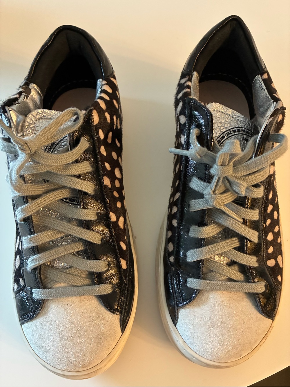 P448 John Spotted Calf Hair Leather Sneakers EU 37 Animal Print made in Italy - Picture 8 of 9